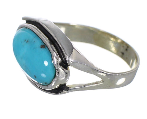 Southwestern Turquoise Genuine Sterling Silver Ring Size 5-1/4 QX83783